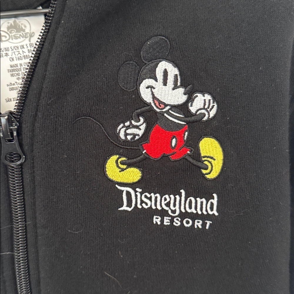 Disneyland Resort Mickey Mouse Full Zip Up Hoodie Size Small Embroidered Patch - Picture 2 of 4